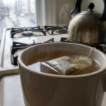 Fresh morning tea served beside loose leaf tea in Boston kitchen